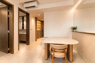 Esszimmer; fliesenboden, tageslicht, moderner stil