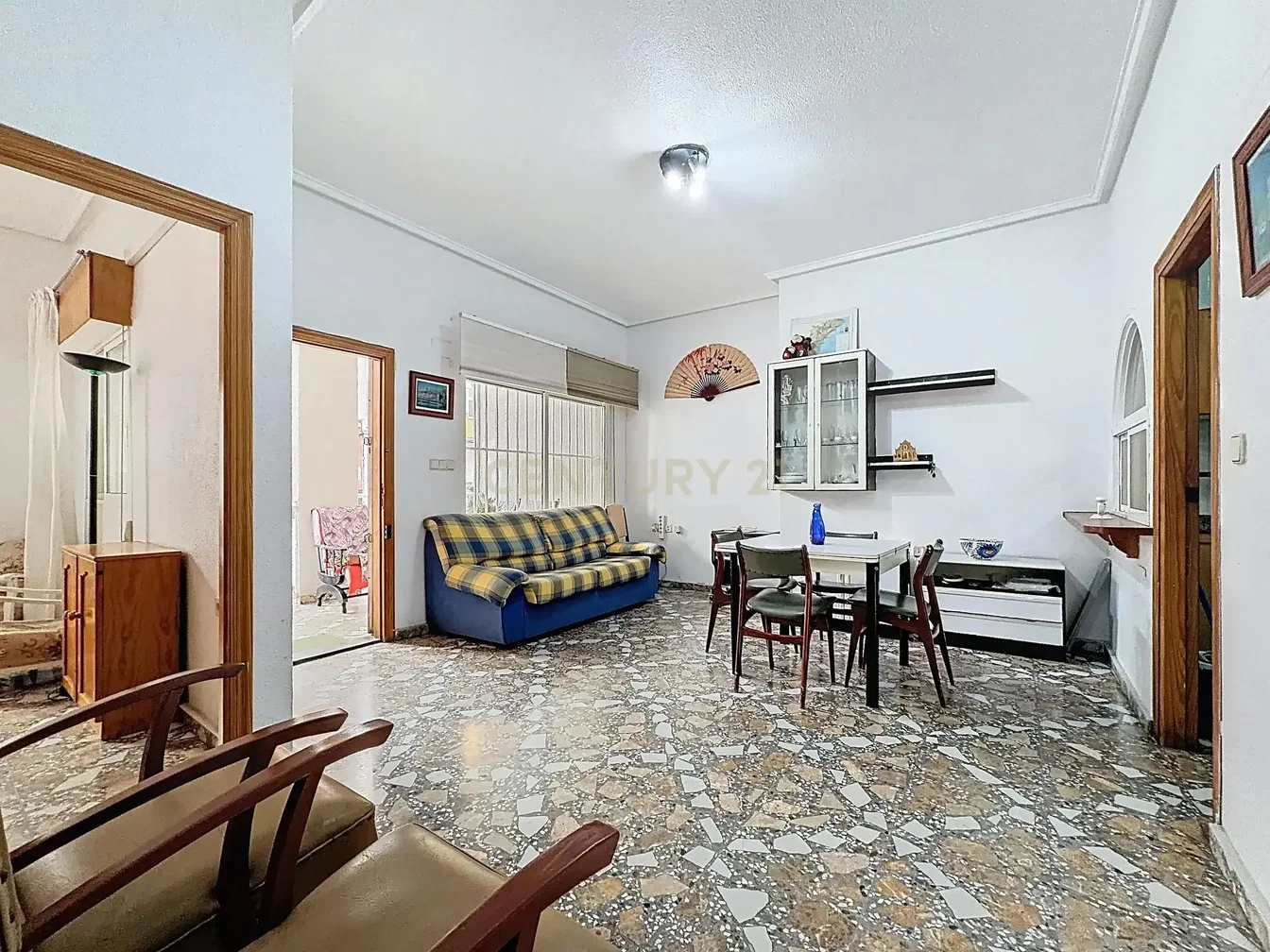 Living room; tile floor, natural light