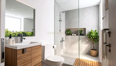 Banyo; manzara, doğal ışık, modern stil