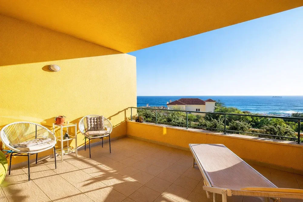 Balkon; blick, fliesenboden