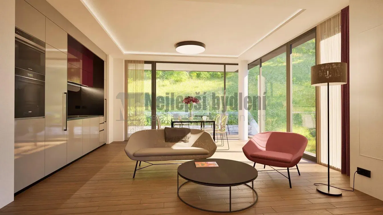 Wohnzimmer; blick, holzboden, tageslicht, moderner stil