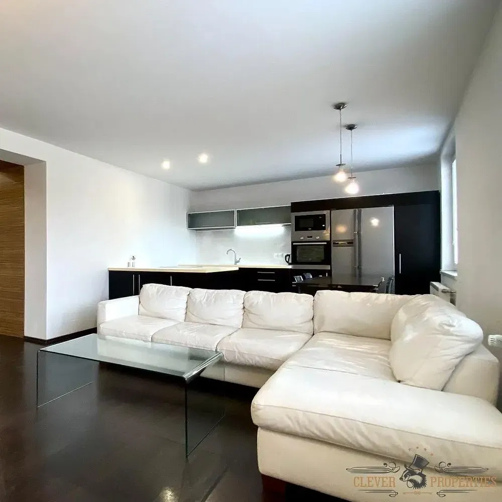 Obývačka; kuchynské spotrebiče, prirodzené svetlo, moderný štýl