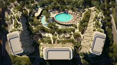 Dům a okolí; výhled