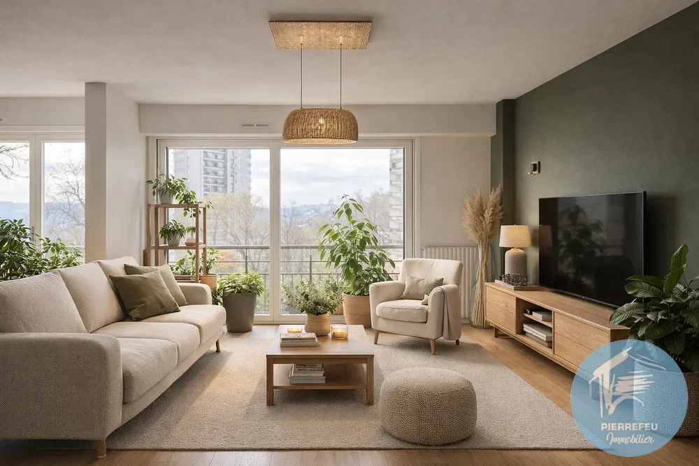 Oturma odası; manzara, doğal ışık, modern stil