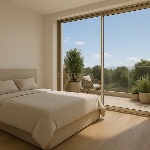 Schlafzimmer; blick, holzboden, tageslicht