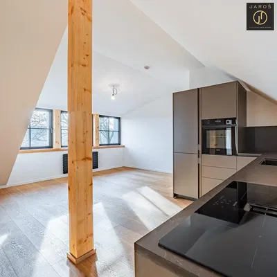 Кухня; кухненски уреди, дървен под, естествена светлина, модерен стил