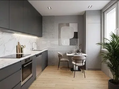 Kuchyňa; kuchynské spotrebiče, prirodzené svetlo, moderný štýl, drevená podlaha