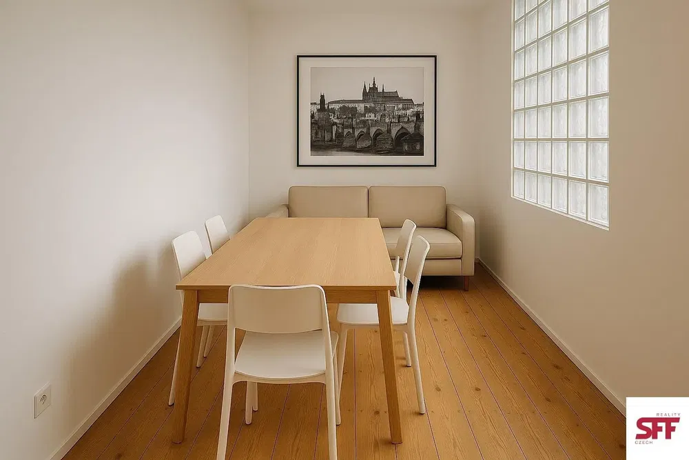 Obývačka; drevená podlaha, prirodzené svetlo