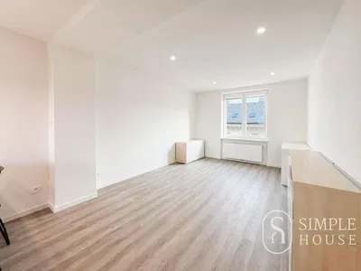 Living room; natural light, wood floor, renovated