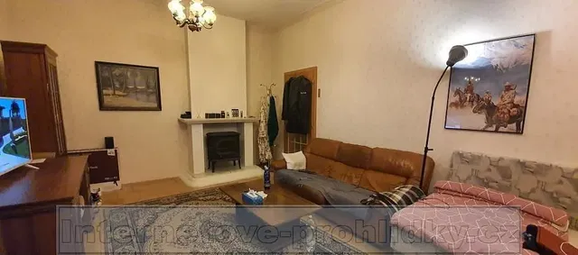 Living room; fireplace, natural light