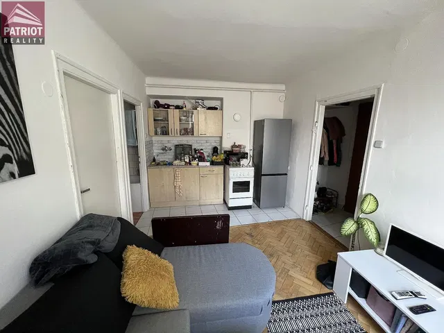 Living room; wood floor, needs renovation, natural light