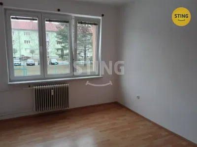 Obývací pokoj; výhled, dřevěná podlaha, přirozené světlo