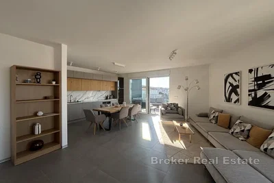 Wohnzimmer; blick, tageslicht, moderner stil, fliesenboden