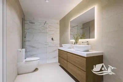 Купатило; плочице, реновиран, природно светло, модерни стил