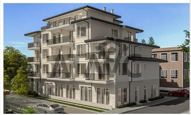 House and surroundings; view