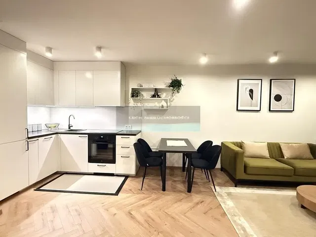 Kuchyně; kuchyňské spotřebiče, přirozené světlo, moderní styl, dřevěná podlaha