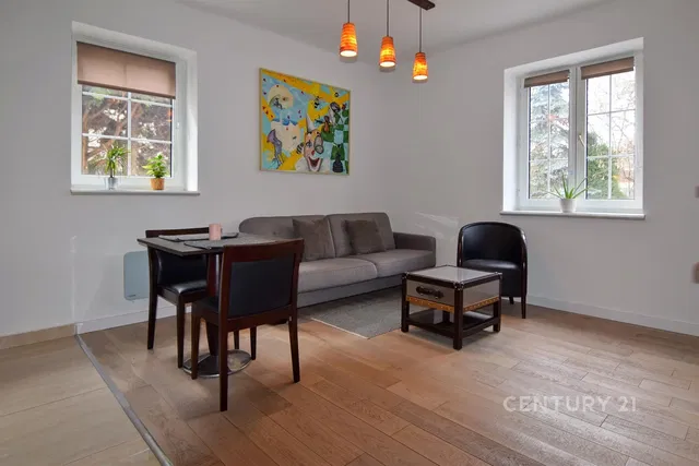 Soggiorno; vista, pavimento in legno, luce naturale, stile moderno