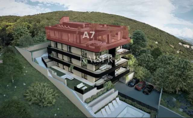 House and surroundings; view