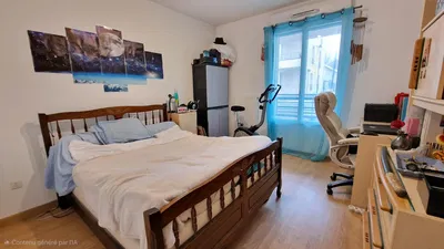 Spavaća soba; drveni pod, prirodna svjetlost