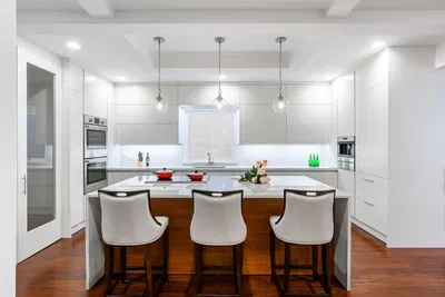 Kuhinja; kuhinjski aparati, moderni stil, prirodno svjetlo