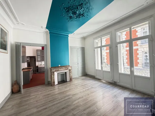 Living room; fireplace, view, wood floor