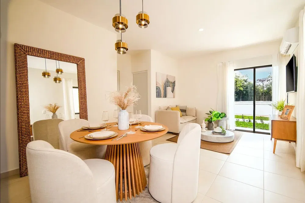 Wohnzimmer; tageslicht, moderner stil, fliesenboden