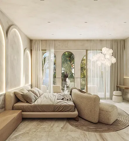 Chambre; lumière naturelle, style moderne