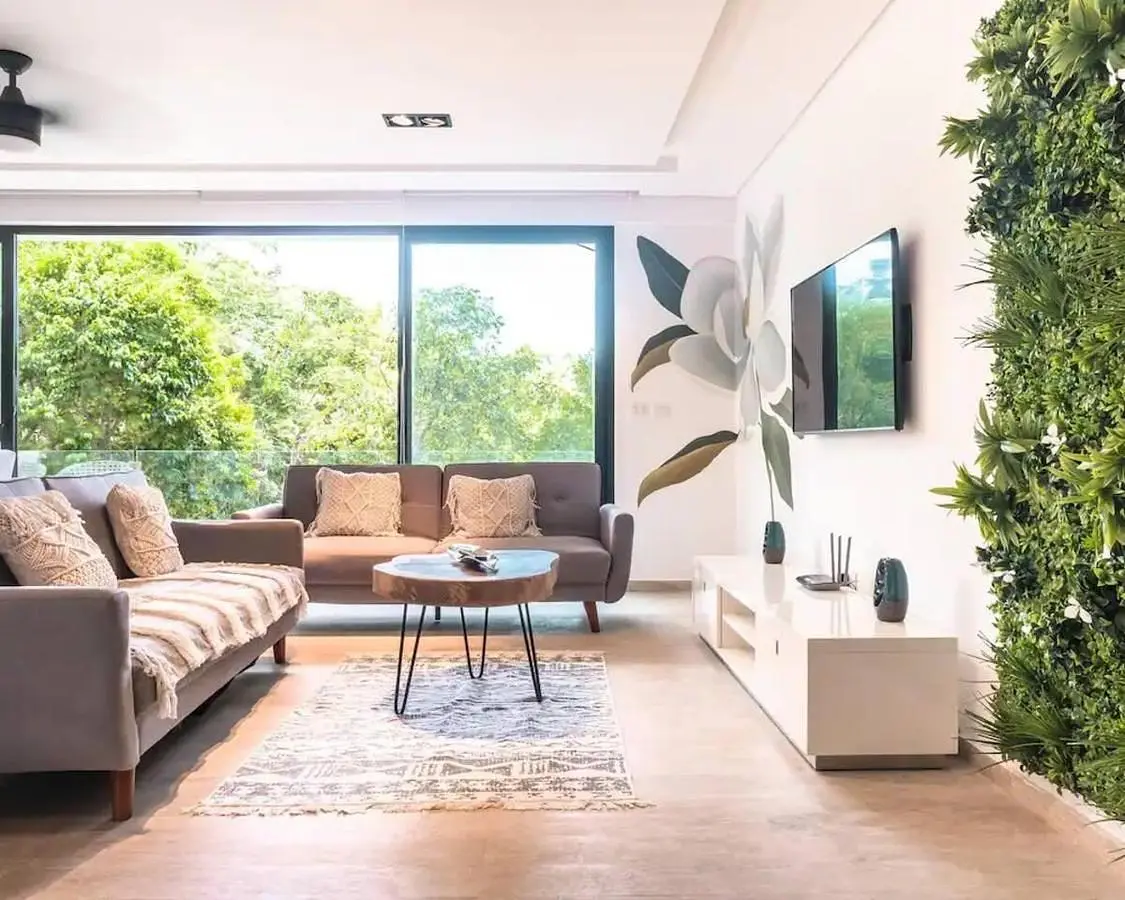 Salon; vue, lumière naturelle, style moderne