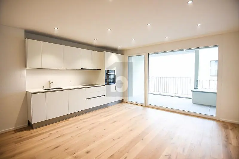 Cocina; electrodomésticos, luz natural, suelo de madera, vista