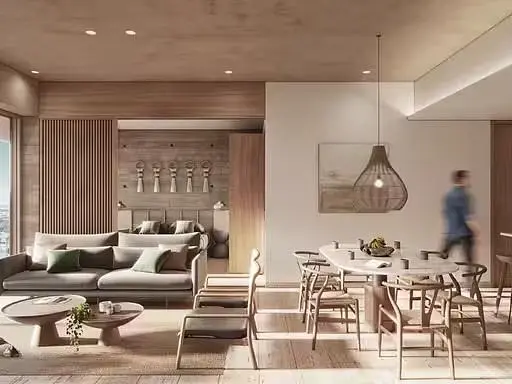 Salón; luz natural, estilo moderno, suelo de madera