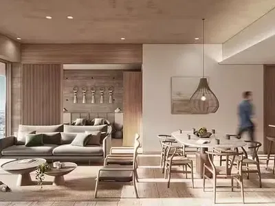 Salón; luz natural, estilo moderno, suelo de madera