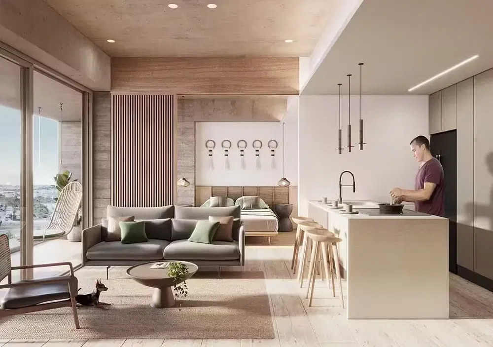 Salón; vista, estilo moderno, luz natural