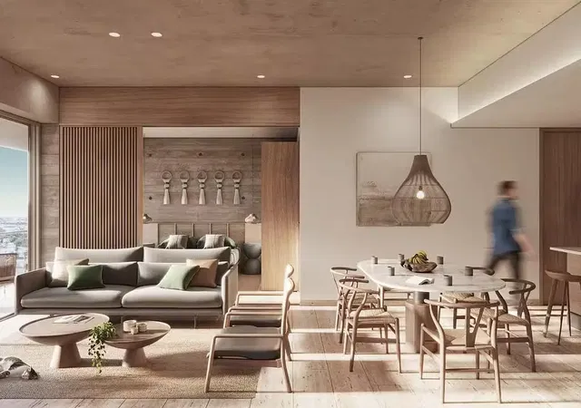 Salon; vue, lumière naturelle, style moderne, parquet