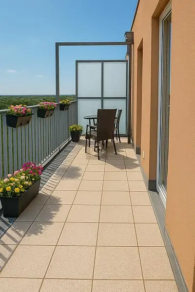 Balcón; suelo de baldosas, vista