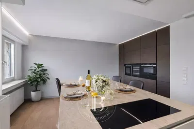 Kuhinja; kuhinjski aparati, prirodno svjetlo, moderni stil