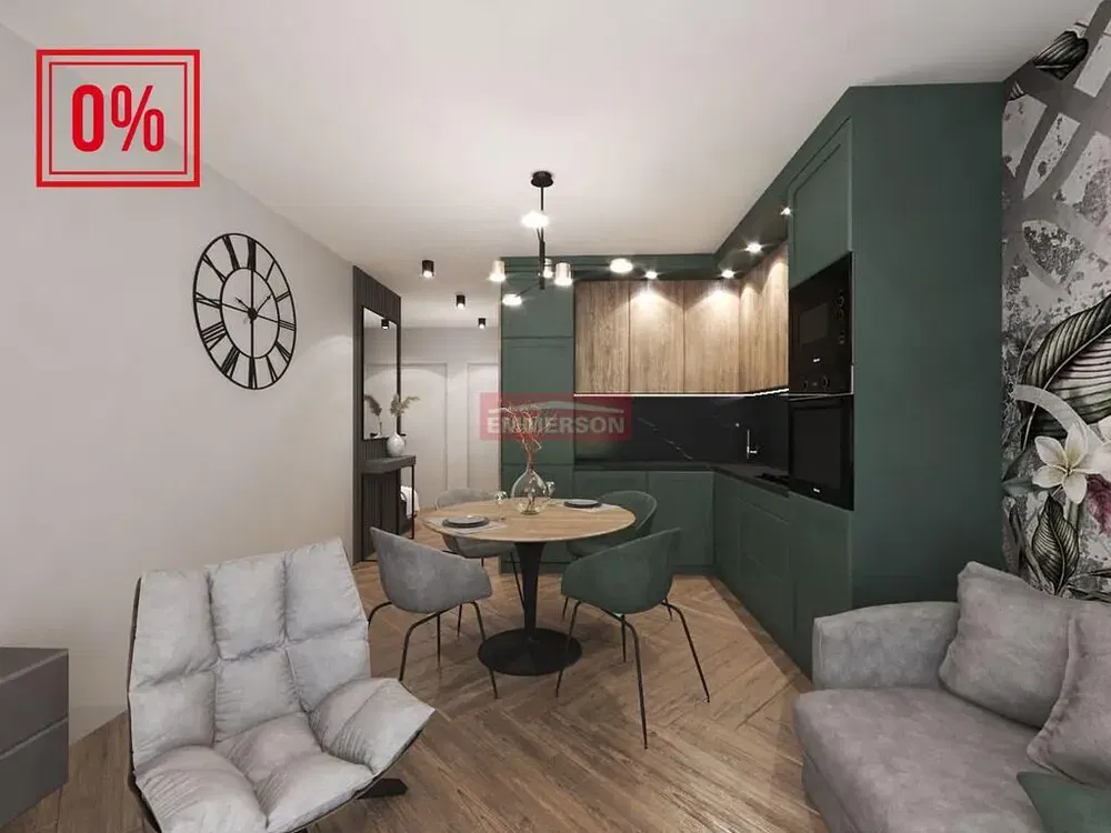 Cuisine; style moderne, parquet, électroménager