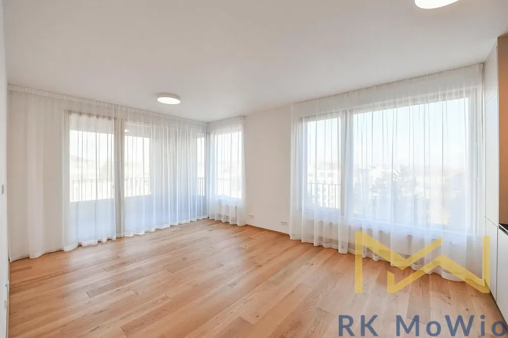 Living room; natural light, wood floor, view