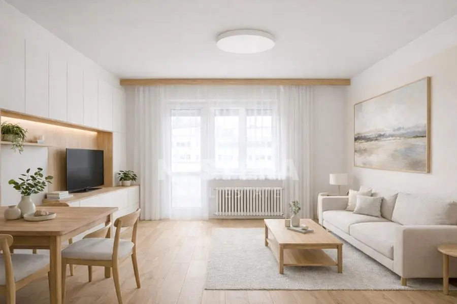 Living room; natural light, modern style, wood floor