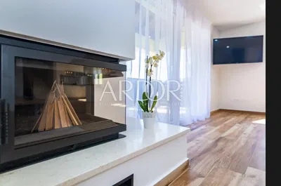 Living room; fireplace, natural light