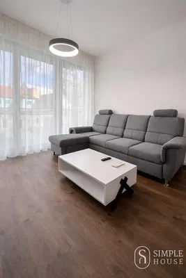 Woonkamer; houten vloer, natuurlijk licht, moderne stijl