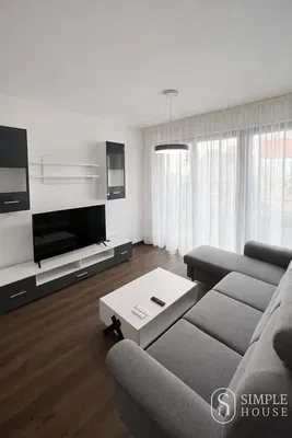 Woonkamer; natuurlijk licht, moderne stijl, houten vloer