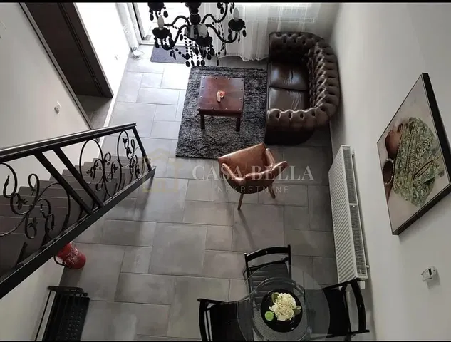 Living room; tile floor, natural light, modern style