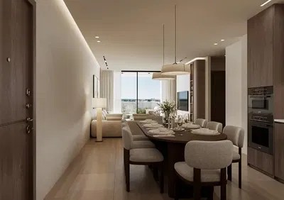 Comedor; vista, electrodomésticos, luz natural, estilo moderno