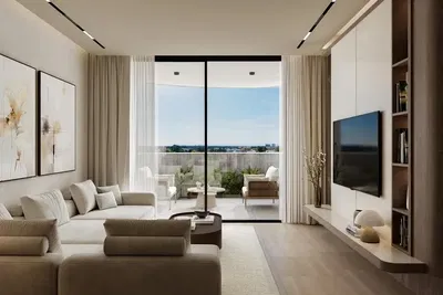 Oturma odası; manzara, doğal ışık, modern stil