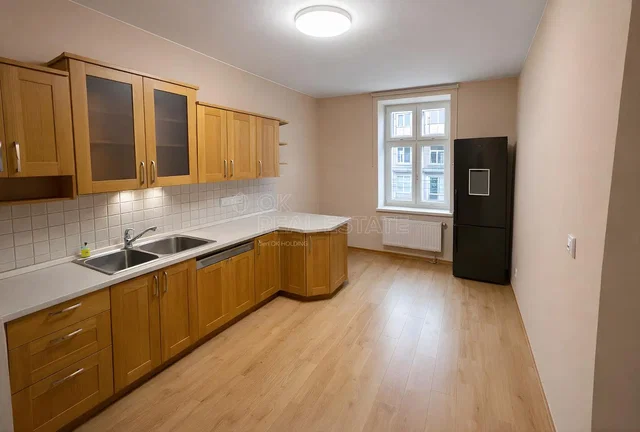 Cuisine; électroménager, carrelage, parquet, lumière naturelle, style moderne, rénové