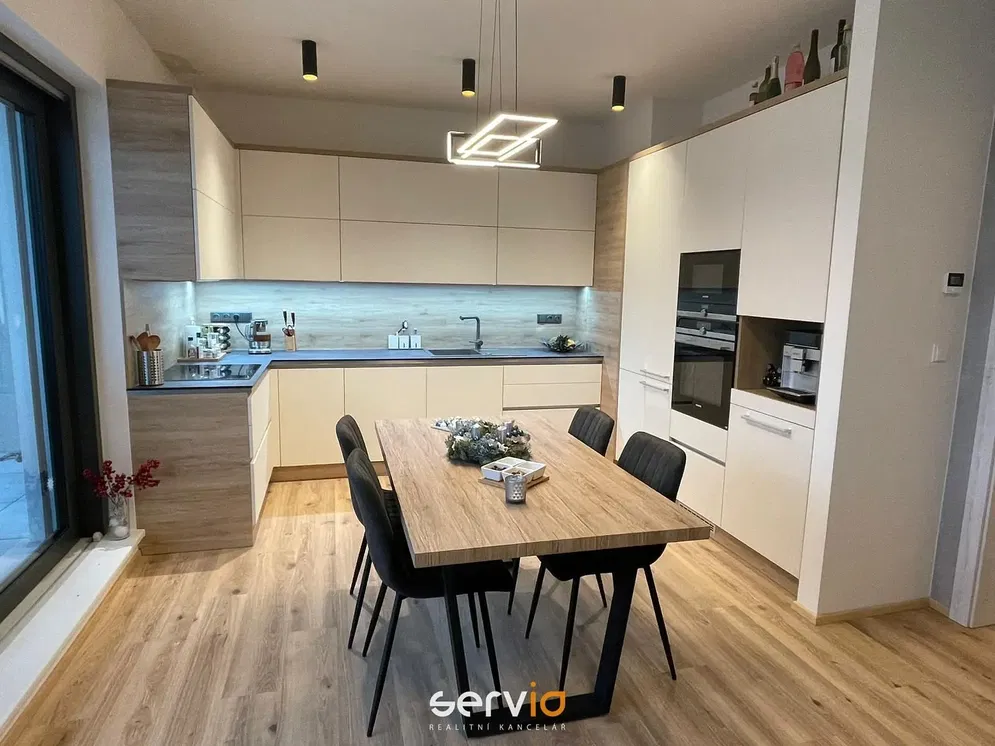Kuhinja; kućanski aparati, prirodna svjetlost, moderan stil