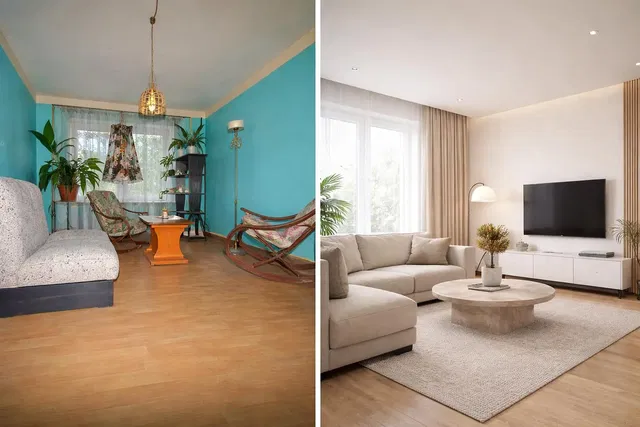 Wohnzimmer; tageslicht, holzboden, moderner stil