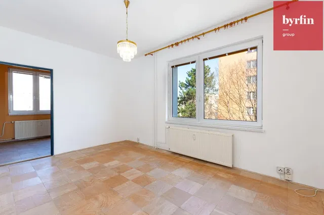 Living room; natural light, wood floor, needs renovation
