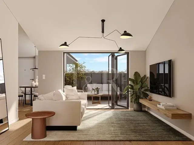 Wohnzimmer; tageslicht, moderner stil, holzboden