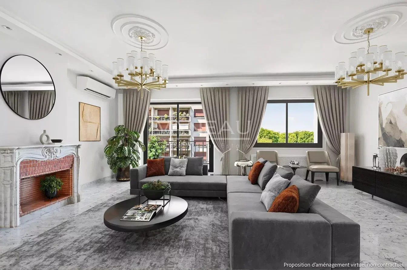 Obývací pokoj; krb, přirozené světlo, moderní styl